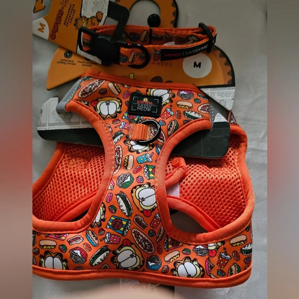 Sassy Meow Orange Garfield Harness, Collar and Leash Set (M)